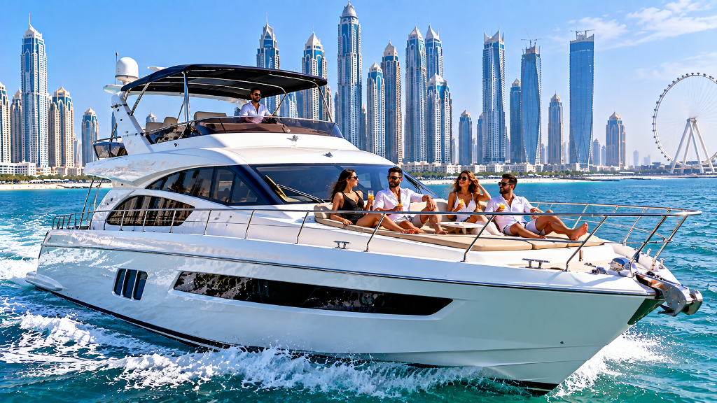 1 Hour 45 Feet Private Yacht Dubai | Luxury Dubai Marina Yacht Cruise Experience